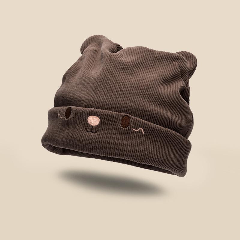 Confinement hat women's autumn and winter versatile knitted hat showing the face small thermal hat fashion trendy bag head hat cover