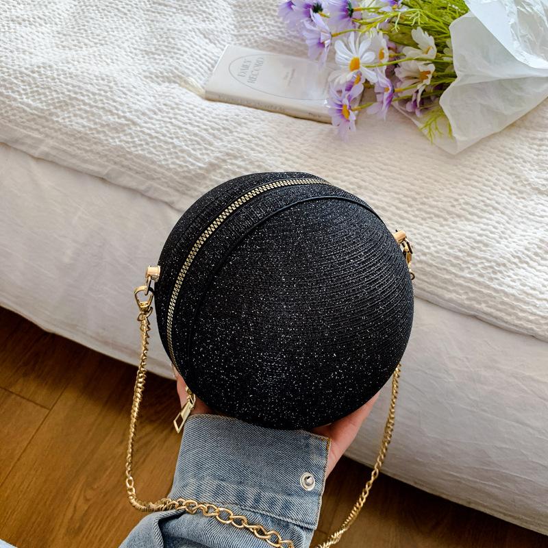 Bag women's bag 2025 new small round bag fashionable metal portable chain trendy shoulder crossbody personalized design bag