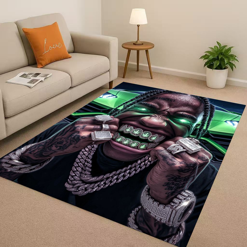 27 Style Top Hip Hop Rapper Star Cartoon Art Living Room Non-Slip Area Rug Carpet for Bedroom Playroom Sofa,Home Decor Doormat
