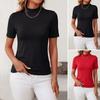 Women's Short Sleeve Turtleneck T Shirt Mock Neck Slim Fit Solid Milk Fiber Casual Basic Top Spring Daily Commuter Tee
