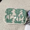 Simple Cute Embroidery Storage Bag Flower Korean Style Earphone Bag Cotton Linen Zipper Pouch Small Cosmetic Bag Student
