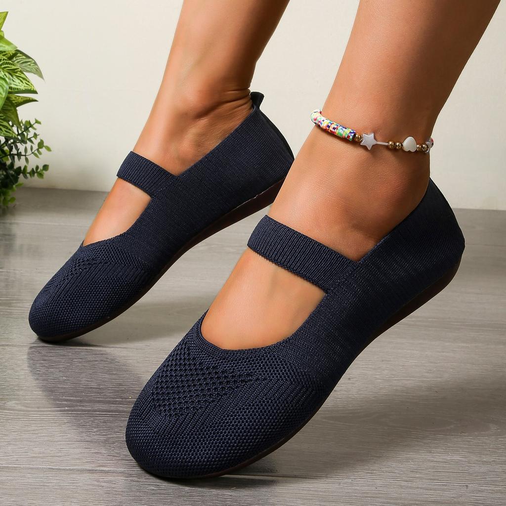 Fashion Autumn New Womens Fashion Round Toe Flat Non-Slip Womens Shoes Solid Color Mesh Shallow Mouth Slip-On Women Shoes Large Size