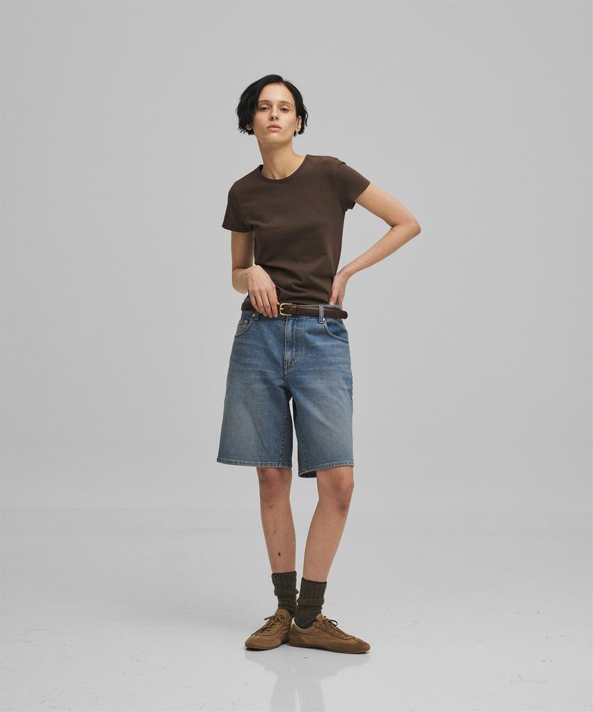 ANOTHER OFFICE WOMEN W. Kuroki Denim Half Pants (Mid Blue)