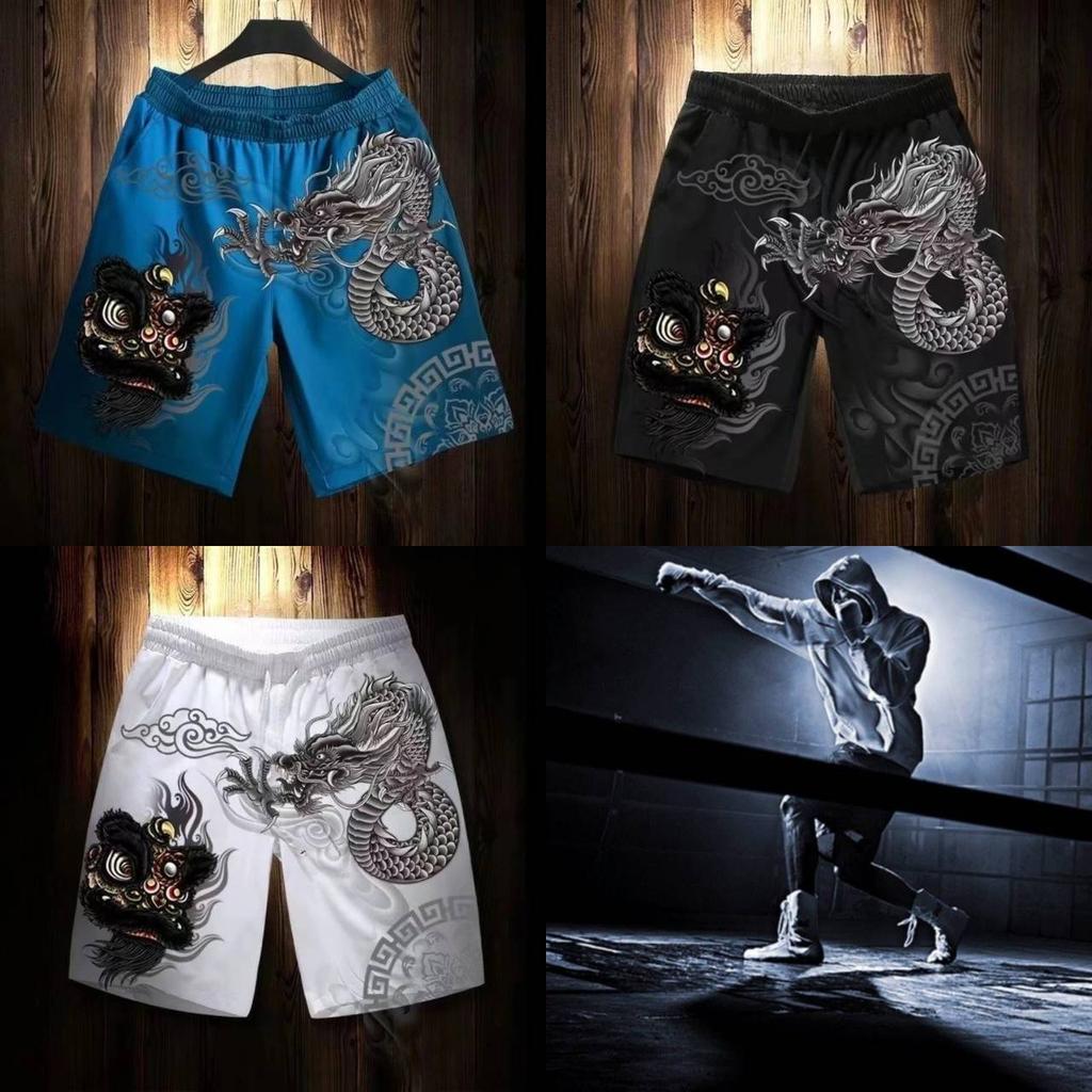 Dragon Lion Chinese Muay Thai Kickboxing Boxing Training Print Shorts Martial Art Boxer Unisex Men Women Kid Pants Fighting Fitness Gym Sport Workout