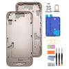 Back Housing for iPhone 15 (6.1-inch) with Glass Rear Cover, Middle Frame, SIM Tray and Repair Tools