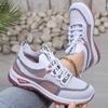 Sneakers Casual Leggere da Donna Taglie Forti - Design a Strisce Color Block Gradiente, Suola Morbida in PVC e Tomaia in Tessuto Traspirante per Camminare, Viaggiare