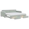 VidaXL Daybed with Trundle and Drawers Light Grey 90x200cm Velvet 3197001