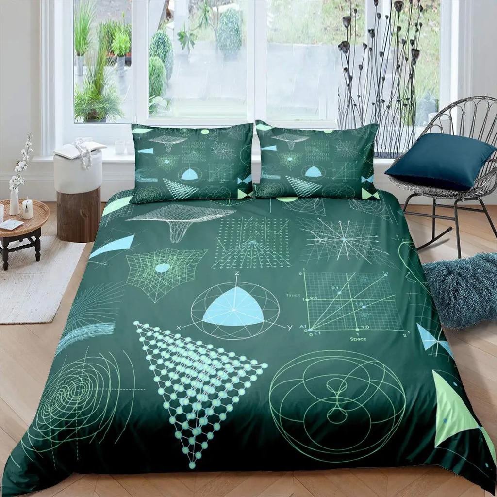 Math Equations Duvet Cover Set Hourglass Purple Galaxy Comforter Cover Physics Formula Dorm Bedding Sets Science Geometry Axis