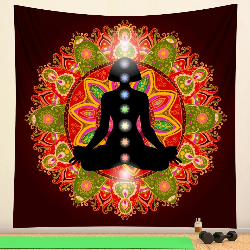 VIKAMA Sacred Space Collection Chakra and Buddha Mandala Yoga Mats and Wall Hangings Meditation Spiritual Gifts 74x94cm(29x37in)