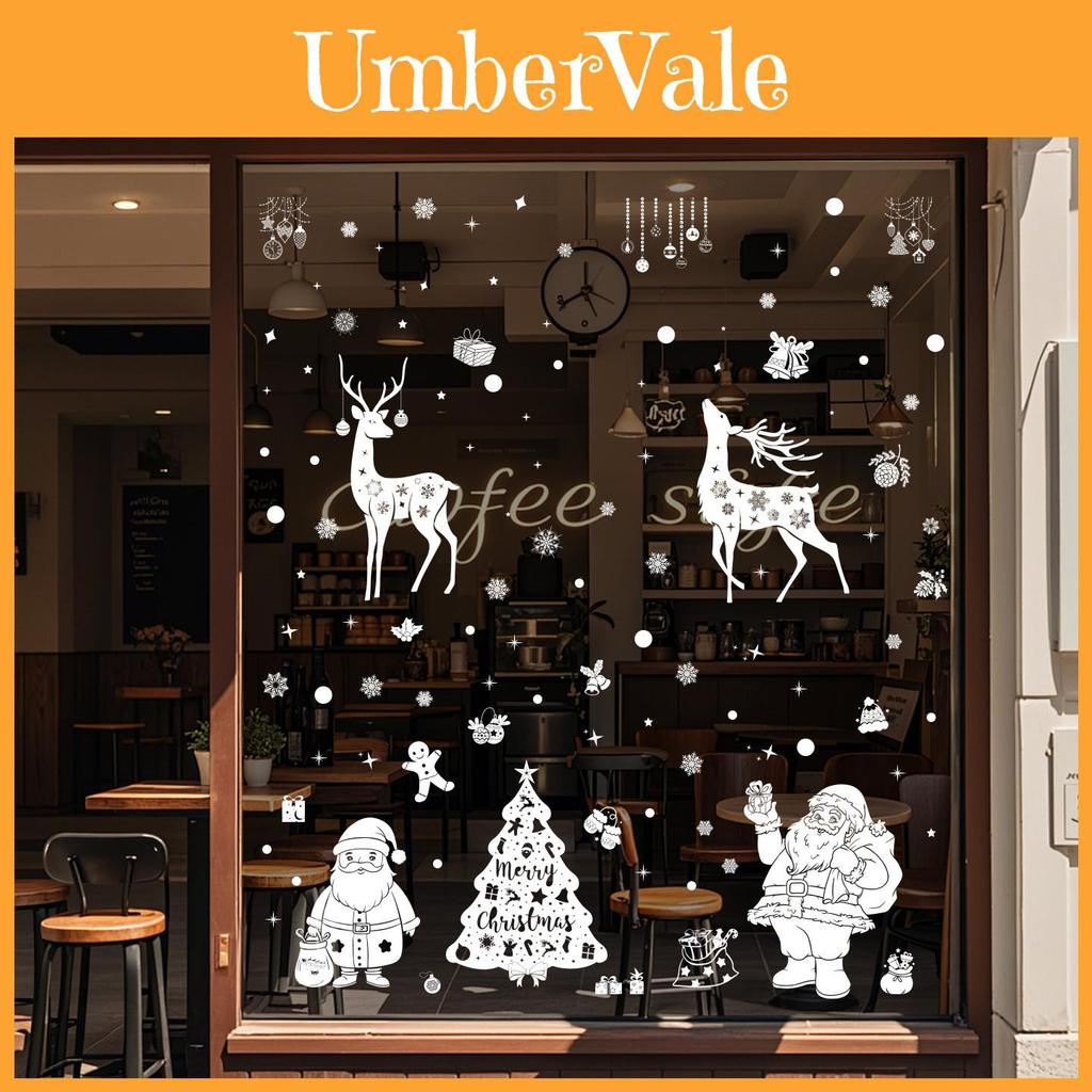 Weihnachtsfensteraufkleber mit Schneeflocken und Rentieren PVC-Aufkleberset für Feiertagsdekoration