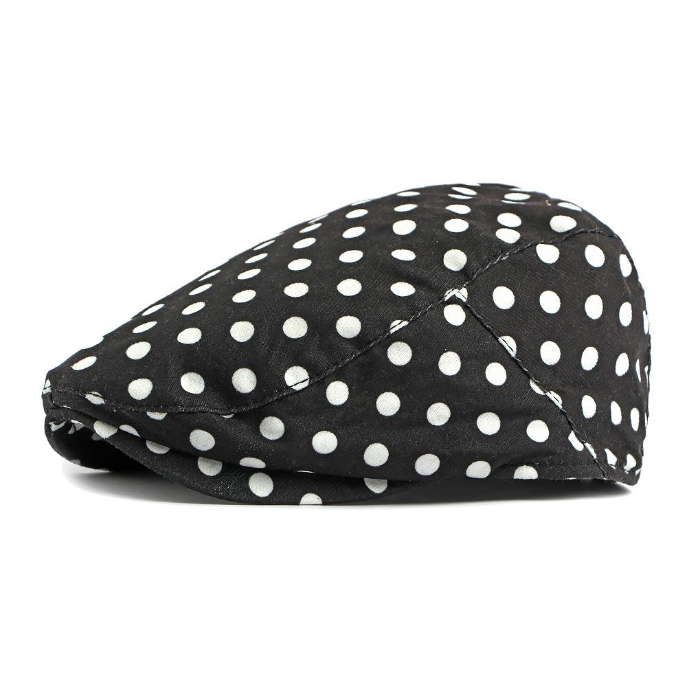 Retro Dot Peaked Cap Women s Knitted Beret Cap чёрный