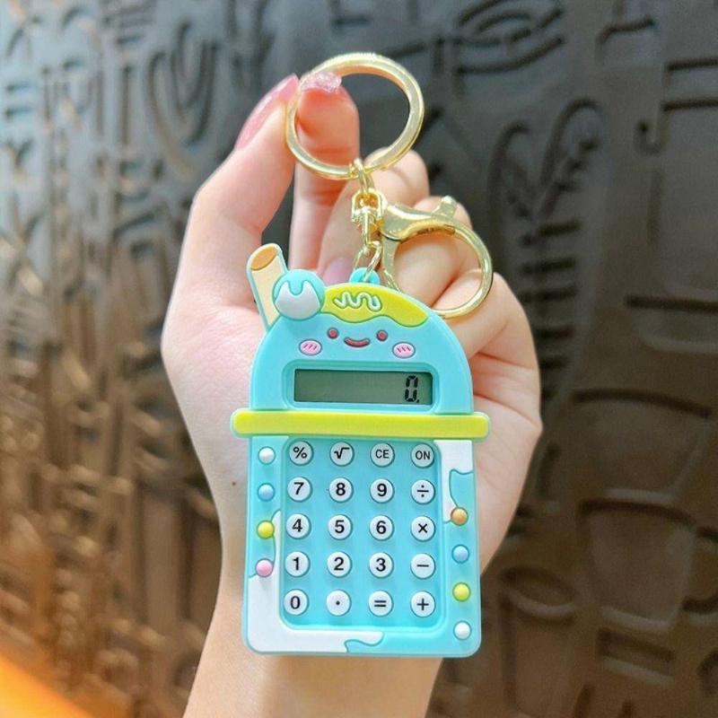 Key Chain, Kawaii Candy Color Mini Calculator, Portable Lightweight 8 Digits Display Maze School Supplies Office