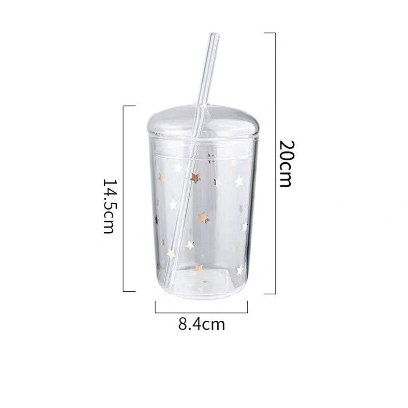 

Термостойкая стеклянная офисная чайная чашка, креативная прозрачная кофейная кружка с крышкой и соломинкой, бытовая чашка для молока, сока, дорожная посуда для напитков