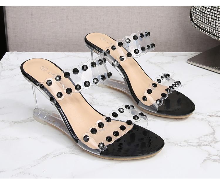 Strass Sandalen Damen Sommer Neue Sexy Kristall Transparente Schuhe mit hohen Absätzen Keilabsatz 1098 Serie 6cm LFD
