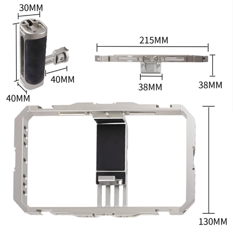 Aluminum Mobile Video Rig with Multiple Mounting Option & Ergonomic Handles Phone Stabilizers Cage set for Steady Shot