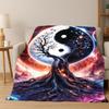 Yin Yang Symbol Chinese Tai Chi Flannel Blanket Soft Warm Throw Blanket for Bedroom Living Room Bed Travel Camping Picnic Gift