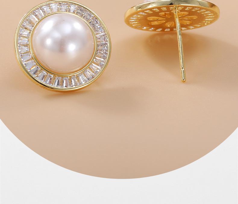 Irregular Round Faux Pearl Stud Earrings: Elegant Japanese & Korean Trendy Fashion for Women
