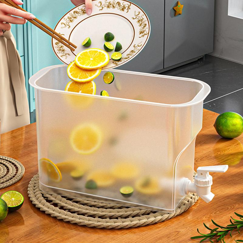 Large Capacity Water Jug With Tap For Refrigerator Cold Hot Beverage Storage Plastic Pitcher For Juice Iced Tea Kitchen Home Use Ice Box Set