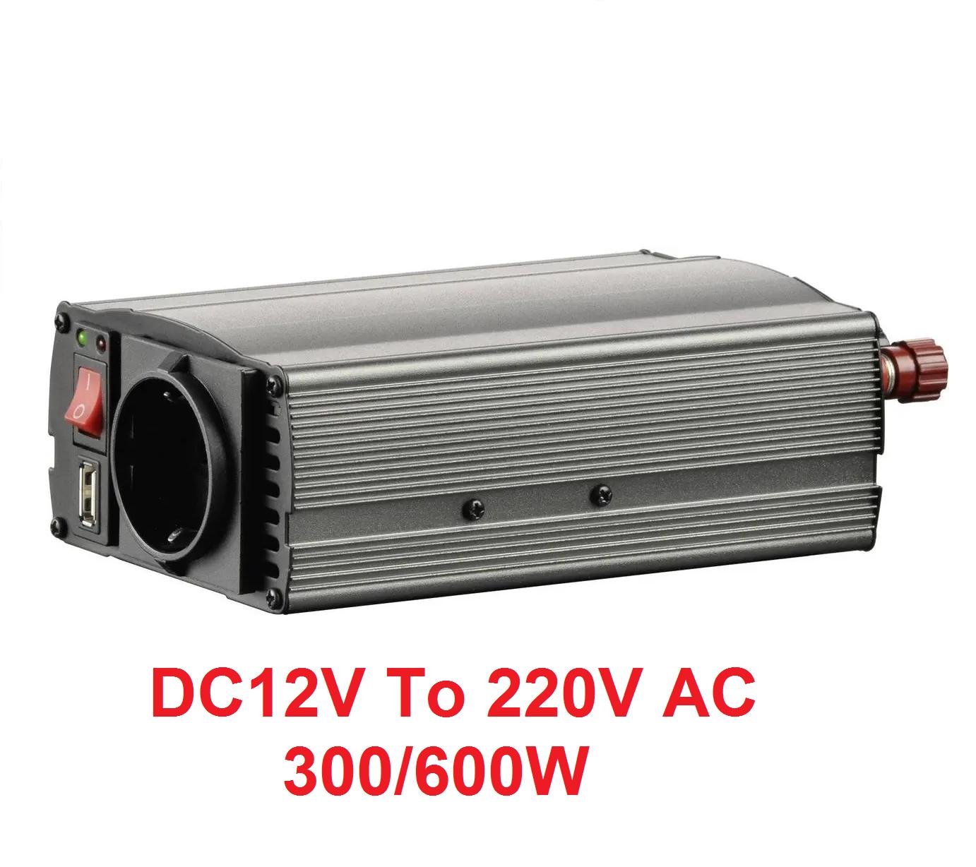 

Перетворювач напруги VoltCraft MSW 300 DC12V на 220V AC, 300/600W, підходить для автомобільного портативного зарядного пристрою, адаптера, інвертора живлення 8*15*20cm сірий колір