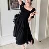 New Arrivals Open Run Women Slim Fit Smock Square Neck Short Sleeve Dress