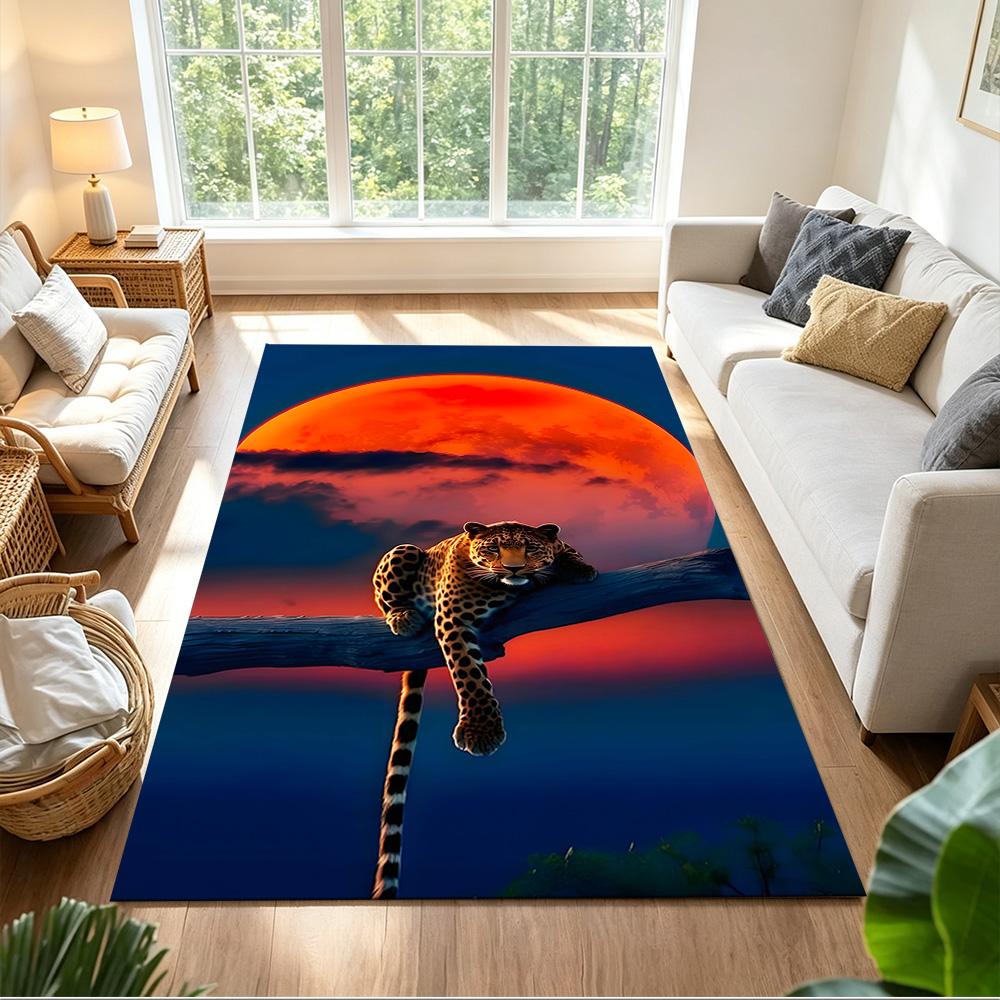 Leopard Emerging From Water Non-Slip Home Carpet Design for Office Decor Living Room Bedroom Gift