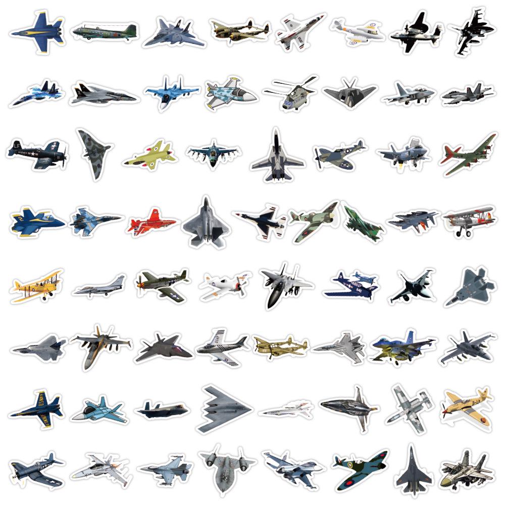 60 Cartoon Fighter Jet Graffiti Stickers for Kids' Journals, Rewards, DIY Decoration, Water Bottles, and Luggage