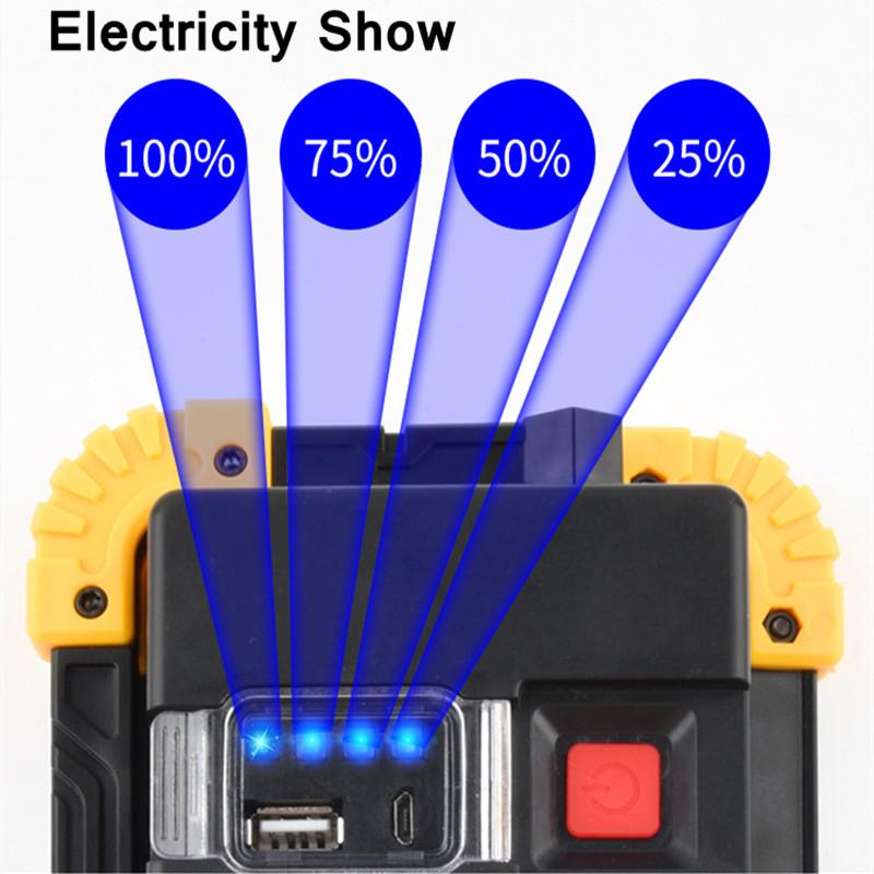 Work Light COB Rechargeable LED Emergency Spotlight Camping Tent Lantern USB Charging Portable Searchlight Outdoor Camping Fishi
