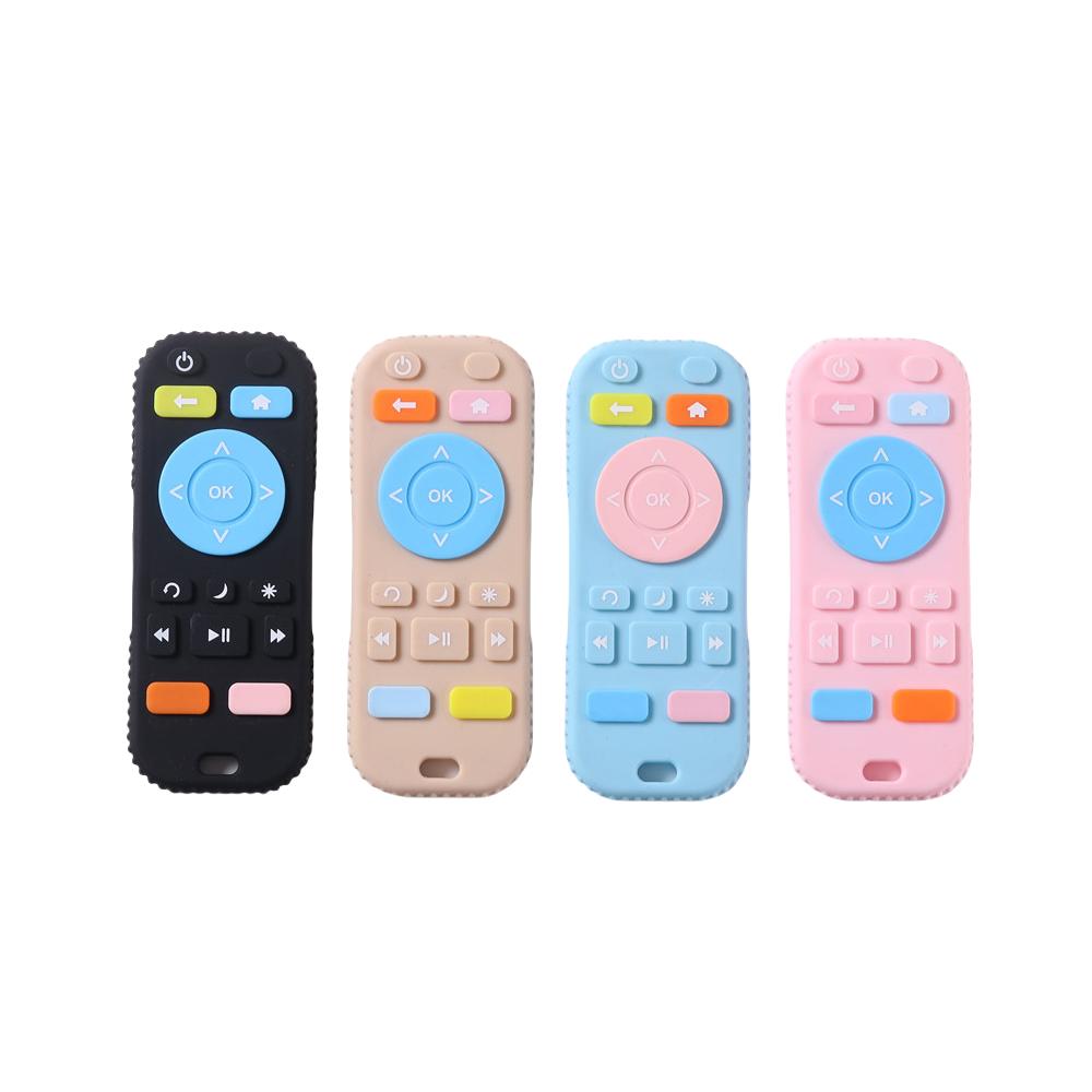 Baby Silicone Remote Control Teether Baby Anti-eating Hand Teething Stick Cartoon Soothing Bite Toys