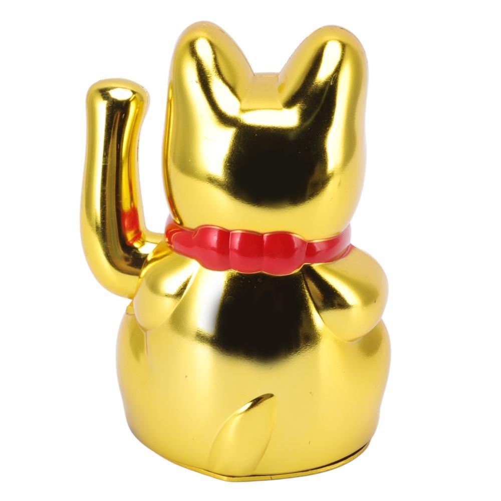 Plastic Maneki Neko Tabletop Ornament Gold Swing Arm Feng Shui Cat Hotel Cafe Desktop Statue