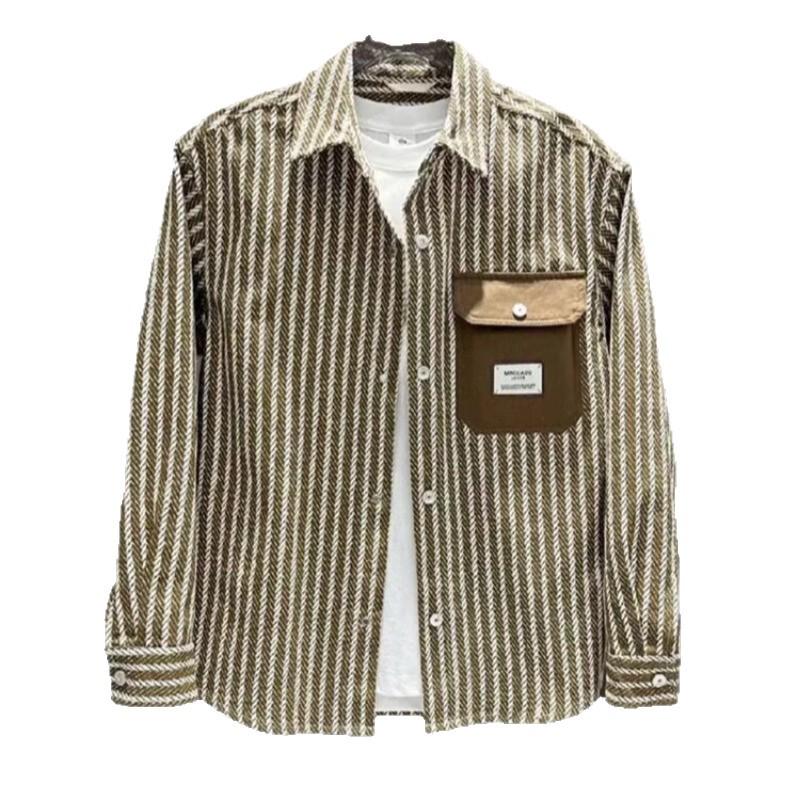 Men's Striped Casual Shirt: Trendy Light Luxury Outdoor Fashion Jacket