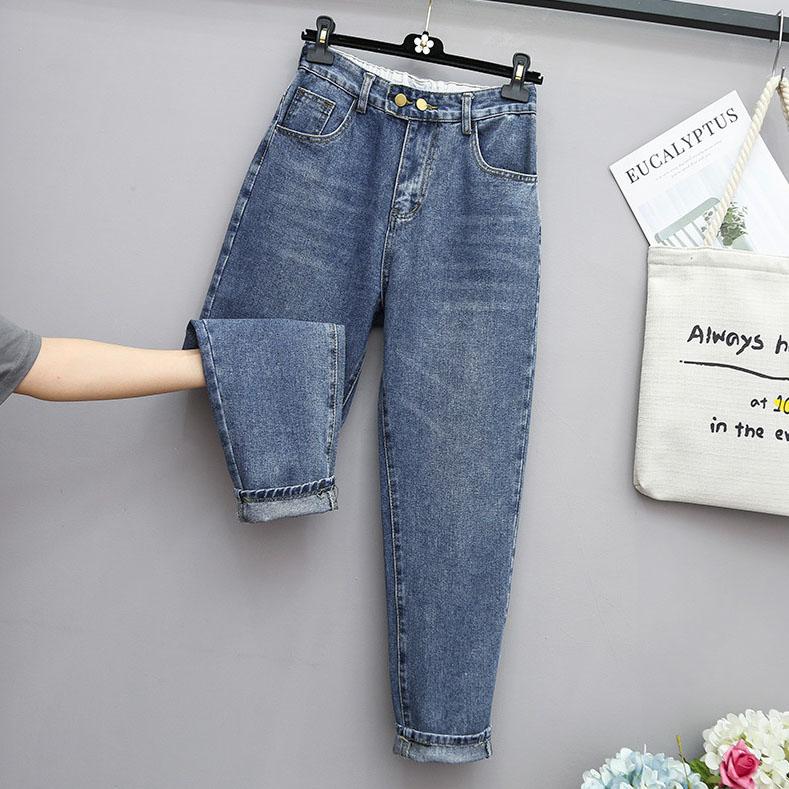 XL-6XL Plus Velikost Volné Džíny Žena S Vysokým Pasem Délka ke Kotníkům Džínové Kalhoty Mom Jeans Modré Džíny pro Ženy