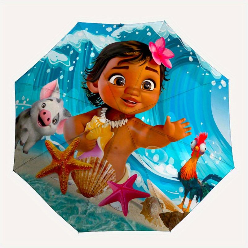 1pc Moana Pattern Beautiful Looking Automatic Folding Umbrella, 3 Folding, 8 Pole Frame Design, Durable and Suitable for Travel and Daily Us