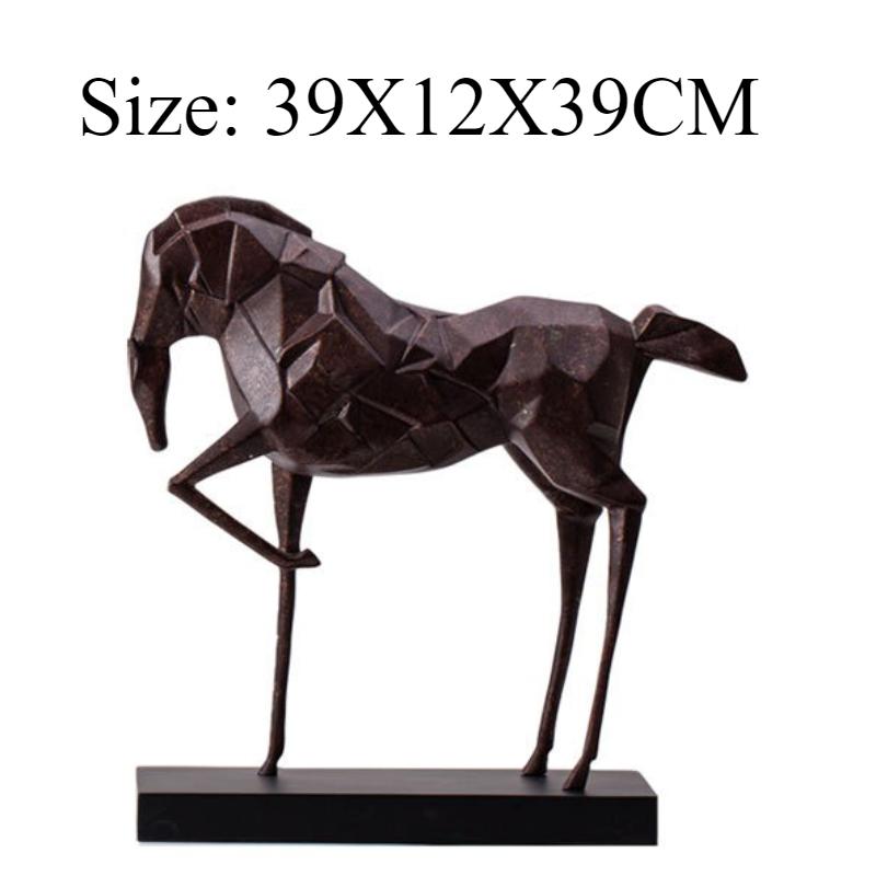 Horse Miniatures Geometric Aesthetic Sculpture Office Desktop Art Creative Figurines Bedroom Resin Animal Luxury Accessories