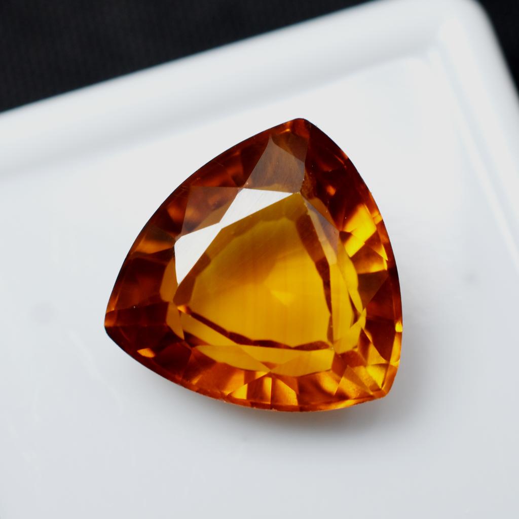 Natural Orange Sapphire Loose Gemstone Trillion Cut Shape 10.50 Ct September Birthday Birthstone