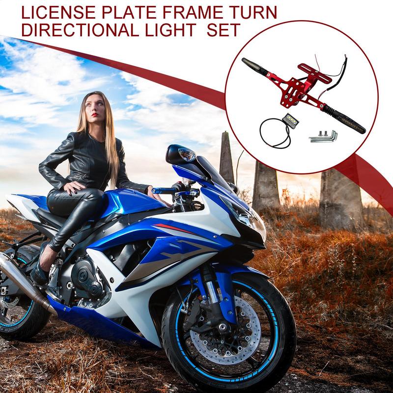 License Plate Holder Light Kit Tag Plate Frame Mount LED Turn Light Motorcycle Accessories Taillight Assembly Waterproof