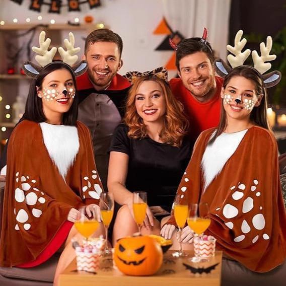 Reindeer Cosplay Cloak For Women With Face Decor For Halloween And Christmas Events