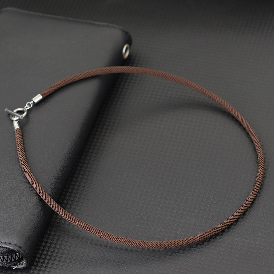 

New Simple Style Men Necklace Grade A 4mm Milan Rope Stainless Steel OT Buckle Collar 18inches 24 inches Lucky Red Thread Colar 60cm(24inches) коричневий