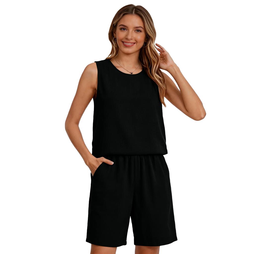 Women's Casual Comfortable Cotton-Linen Sleeveless Set With Pockets