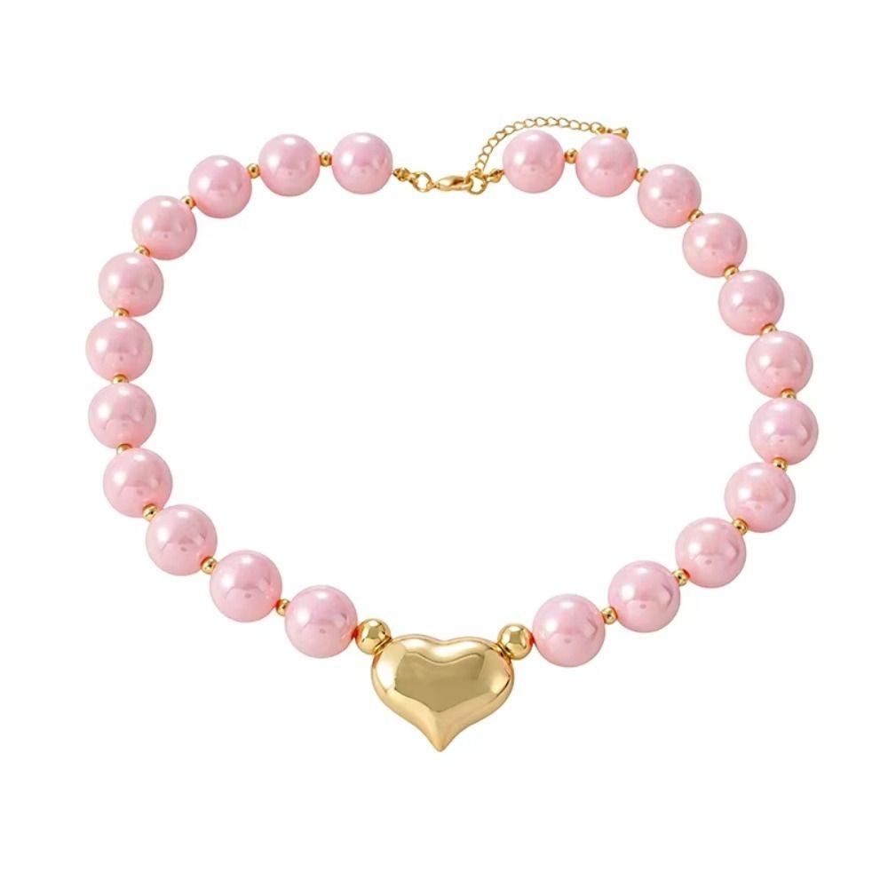Resin Beaded Necklace Round Sweater Chain Light Luxury Women Clavicle Chain Vacation