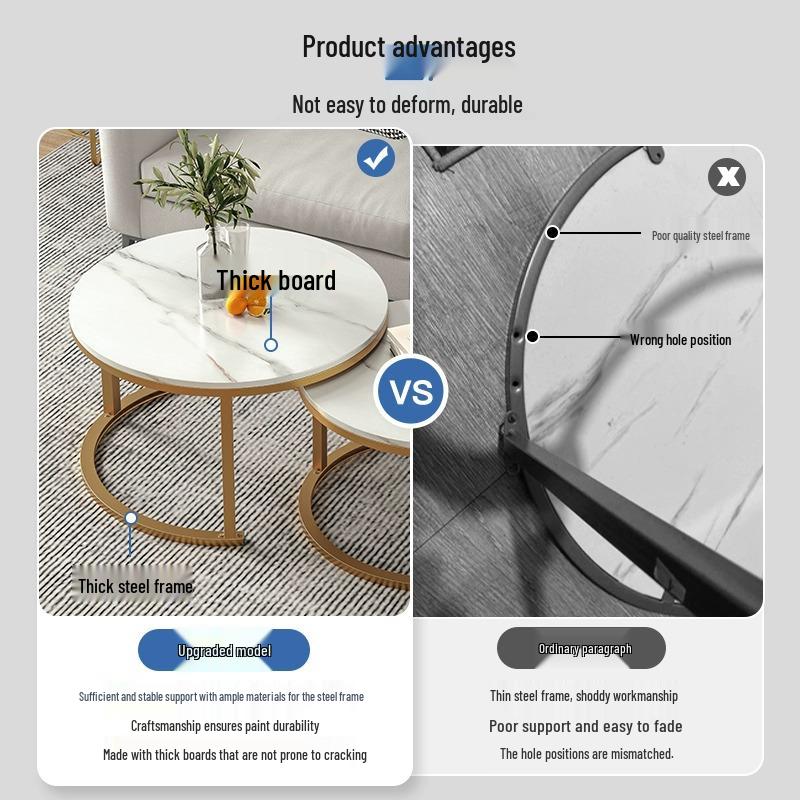 Compact Luxury Coffee Table for Small Spaces - Ideal for Living Room, Tea Table, or Rental Room Use. Simple, Stylish, and Round Design.