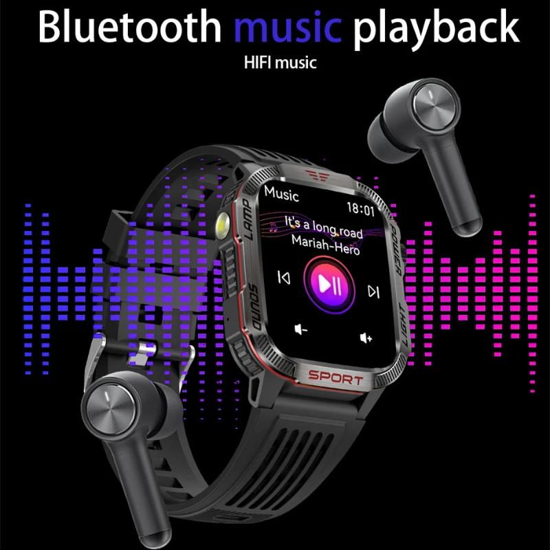 2025 Neue Militär-GPS-Smartwatch Herren Taschenlampe Kompass Wasserdicht Outdoor-Sport-Tracker Bluetooth-Anruf Smartwatch