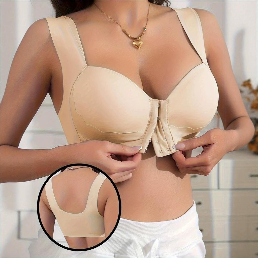 Seamless Front-Closure Anti-Sagging Plus Size Wire-Free Bra with Beautiful Back Design