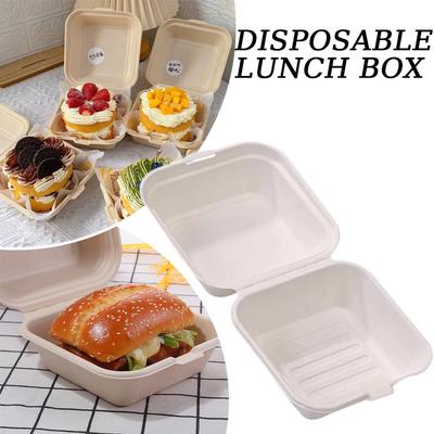 Disposable Bento Takeaway Container Disposable Bento Cake and Cupcake Box Heatable Biodegradable Food Container Dessert Box