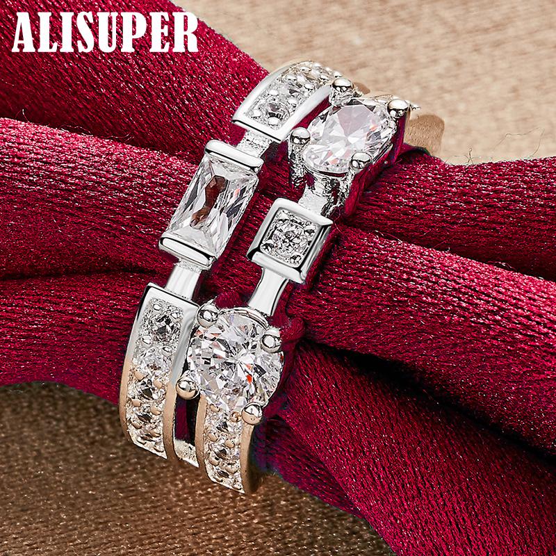 Šperky z kulatého čtvercového AAA Zirkonového prstenu ze stříbra 925 Sterling Silver