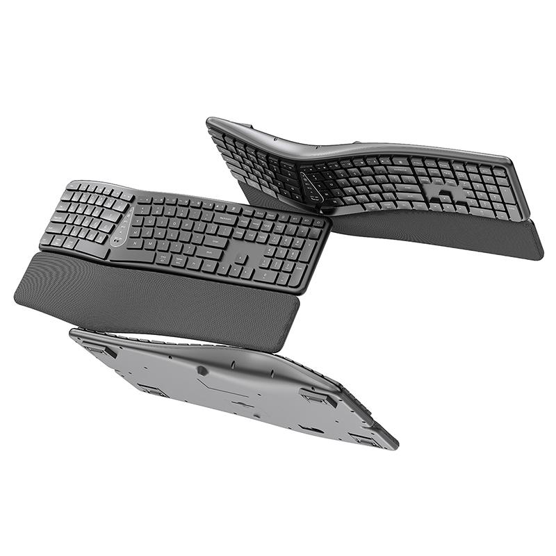 Ergonomic Bluetooth Dual Mode Wireless Split Keyboard With Wrist Rest 111 Keys Rechargeable Silent Split Keyboard For Win7/8/10