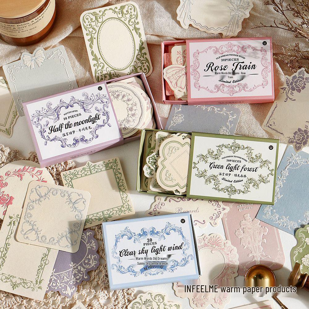 Infeelme Warm Words & Old Dreams Sticky Notes - Artistic Embossed Journal, 30-Sheet Pack, 4 Styles