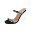Highheeled cool slippers women's summer new rhinestone outer wear fashionable European and American largesize oneword belt women's shoes