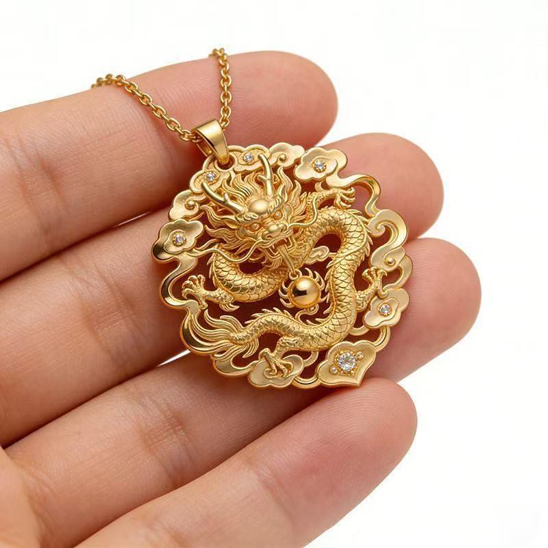 Traditional Chinese Style Gold Pendant 3D Embossed Matte Finish Auspicious Designs For Daily Wear Gifting Jewelry Collection
