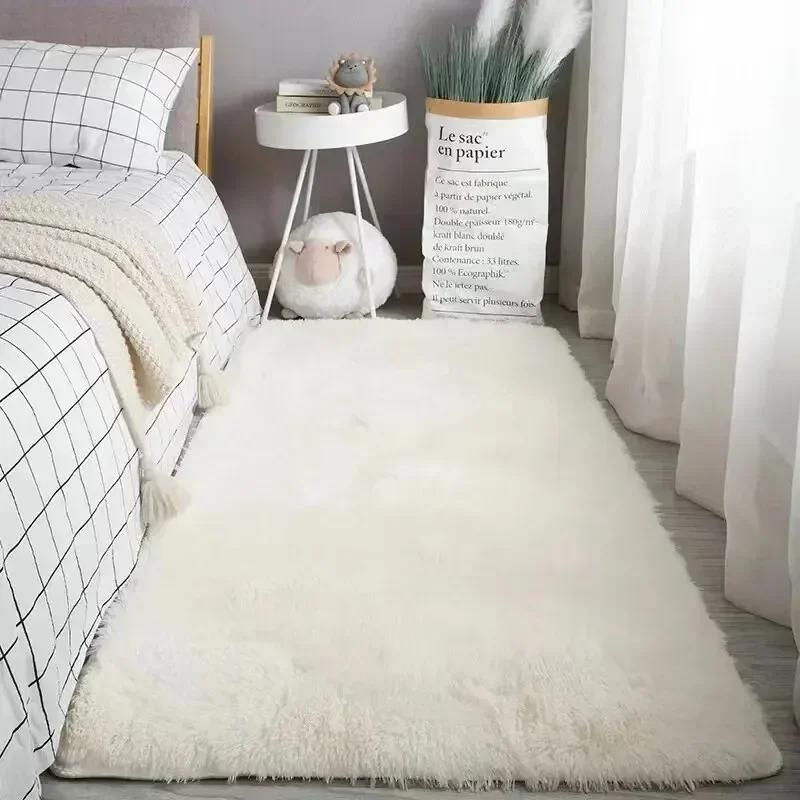 

Fluffy Cream White Sheepskin Rug for Bedroom and Living Room Decor - Silk Wool Rugs Rugs for Bedroom Kawaii Rug Room Decor 40x60cm темно-зелений колір
