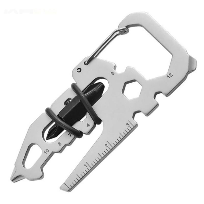 Stainless Steel Outdoor Tools Carabiner Clip Bottle Opener Keychain Ring Multifunction Card Tool Camping Climbing Accessories 4